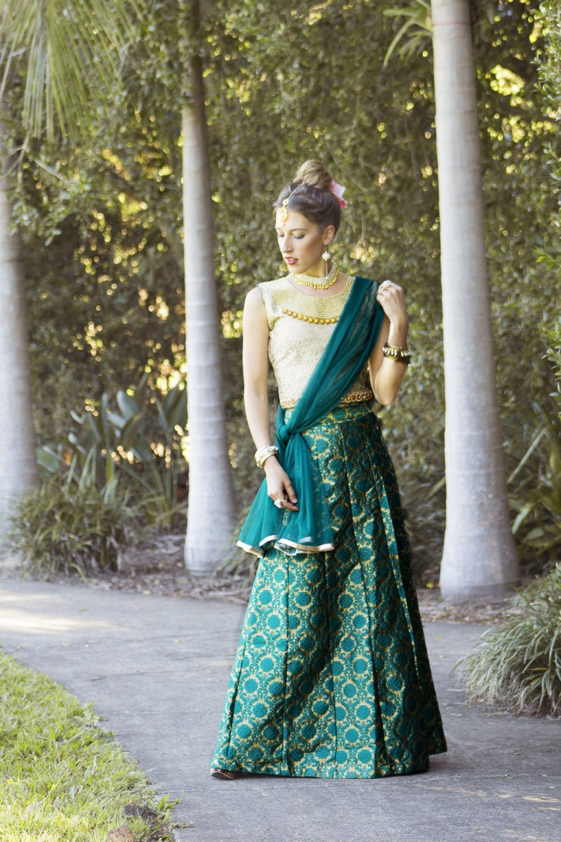 Silk Lehenga Choli Indian Outfits - Teal - Devs Costumes Australia