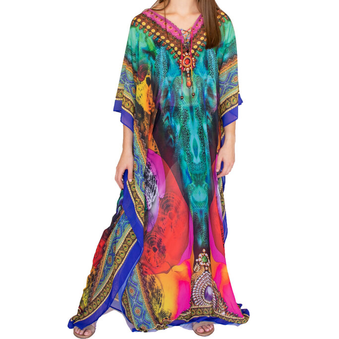 Long chiffon kaftan dress